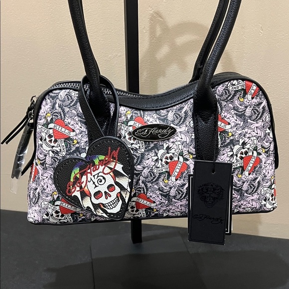 Ed Hardy Handbags - Ed Hardy | Skull & Heart Mini Satchel w/ Bag Charm Credit card